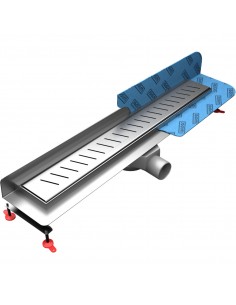 Komplett - Set: Linearer Ablauf Mit Wandaufkantung, Designrost "Zonda" Und Siphon