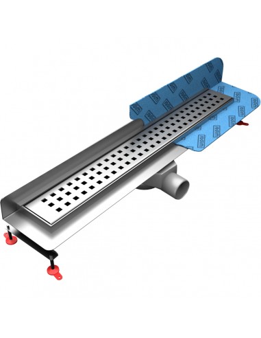 Komplett - Set: Linearer Ablauf Mit Wandaufkantung, Designrost "Sirocco" Und Siphon