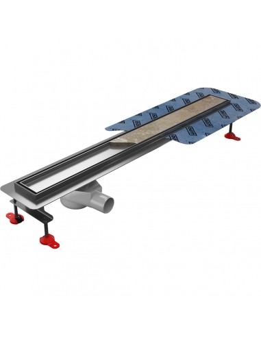 Komplett - Set: Linearer Ablauf Mit Seitlichem Ablauf (125 Mm Von Rand Entfernt), Designrost 'Pure' Und Siphon