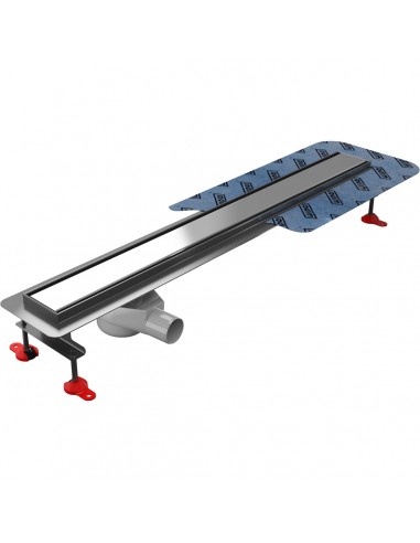 Komplett - Set: Linearer Ablauf Mit Seitlichem Ablauf (125 Mm Von Rand Entfernt), Designrost 'Ponente' Und Siphon