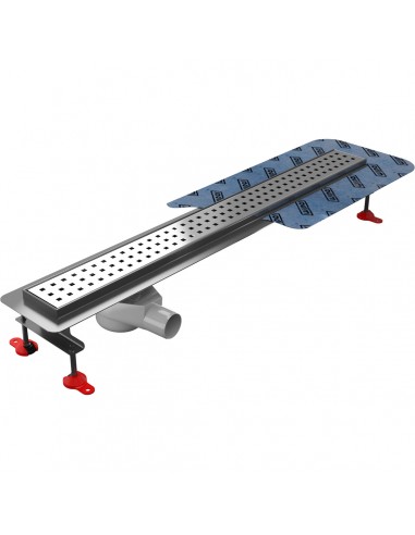 Komplett - Set: Linearer Ablauf Mit Seitlichem Ablauf (125 Mm Von Rand Entfernt), Designrost 'Sirocco' Und Siphon