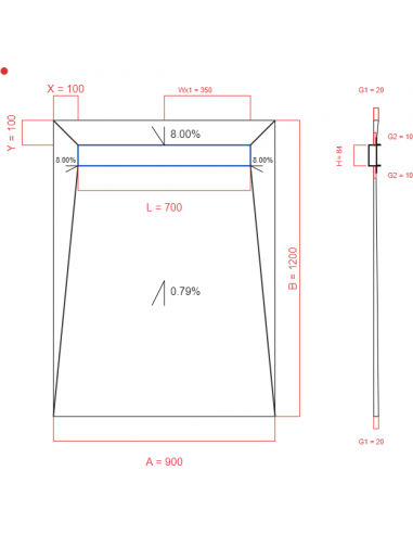 Showerbase Wiper 4 Way 900 X 1200 Mm. . . 