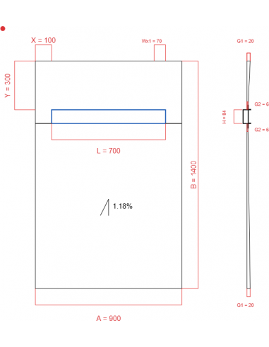 Showerbase Wiper 1 Way 900 X 1400 Mm. . . 