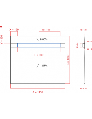 Showerbase Wiper 2 Way 1150 X 1000 Mm. . . 