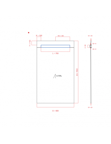 Showerbase Wiper 1 Way 900 X 1500 Mm. . . 