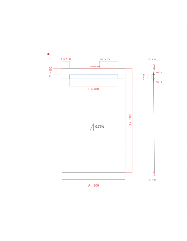 Showerbase Wiper 1 Way 900 X 1500 Mm. . . 