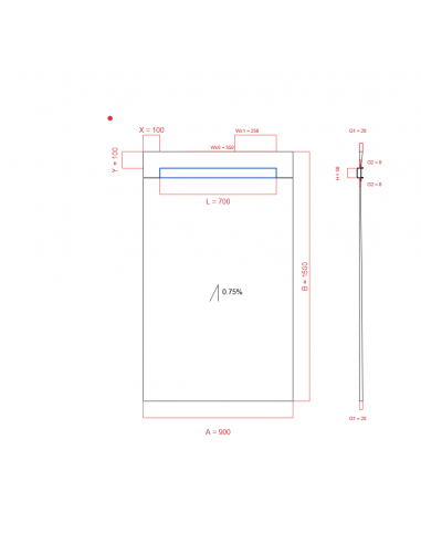 Showerbase Wiper 1 Way 900 X 1500 Mm. . . 