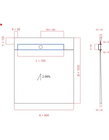 Showerlay Wiper 1 Way 900 X 1000 Mm. . . 