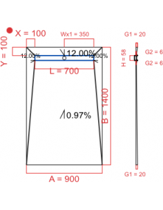 Showerbase Wiper 4 Way 900. . . 