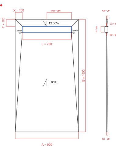 Showerbase Wiper 4 Way 900 X 1600 Mm. . . 