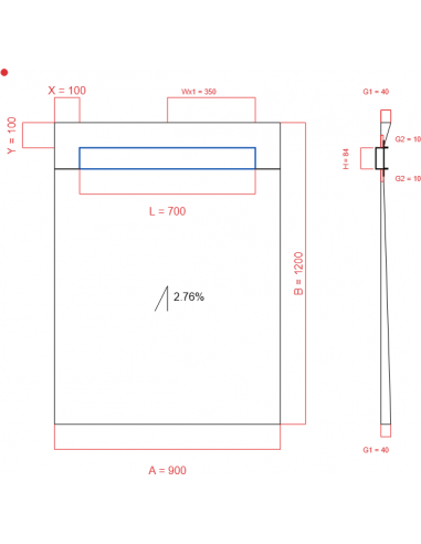 Showerbase Wiper 1 Way 900 X 1200 Mm. . . 