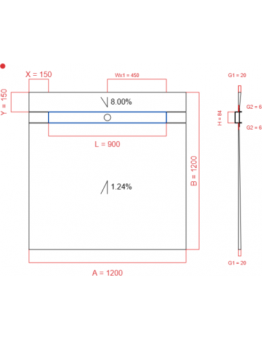 Showerbase Wiper 2 Way 1200 X 1200 Mm. . . 