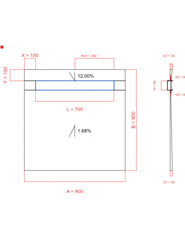 Showerbase Wiper 2 Way 900 X 900 Mm. . . 
