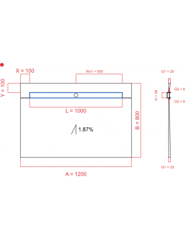 Showerbase Wiper 1 Way 1200 X 800 Mm. . . 