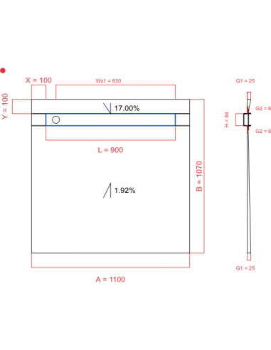 Showerbase Wiper 2 Way 1100 X 1070 Mm. . . 