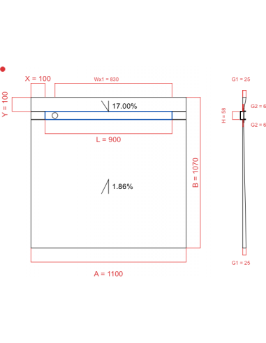 Showerbase Wiper 2 Way 1100 X 1070 Mm. . . 