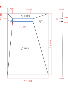 Showerbase Wiper 4 Way 1200. . . 