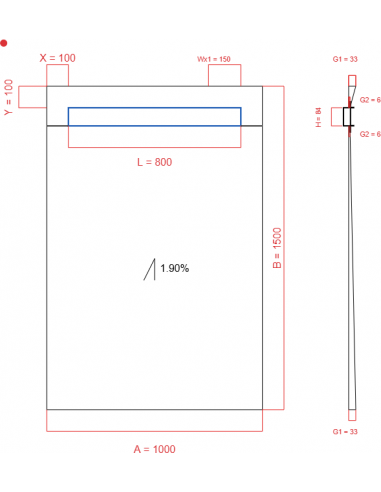 Showerbase Wiper 1 Way 1000 X 1500 Mm. . . 