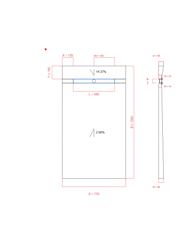 Showerbase Wiper 2 Way 770 X 1360 Mm. . . 