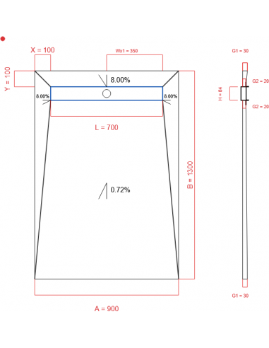 Showerbase Wiper 4 Way 900 X 1300 Mm. . . 