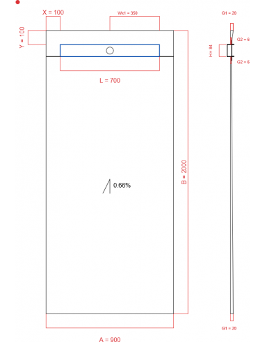 Showerbase Wiper 1 Way 900 X 2000 Mm. . . 