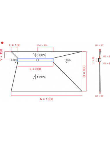 Showerbase Wiper 4 Way 1600 X 900 Mm. . . 