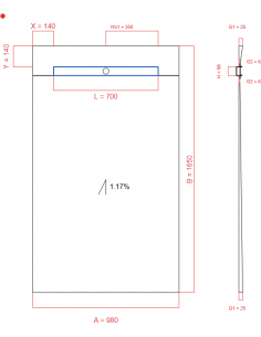 Showerbase Wiper 1 Way 980. . . 
