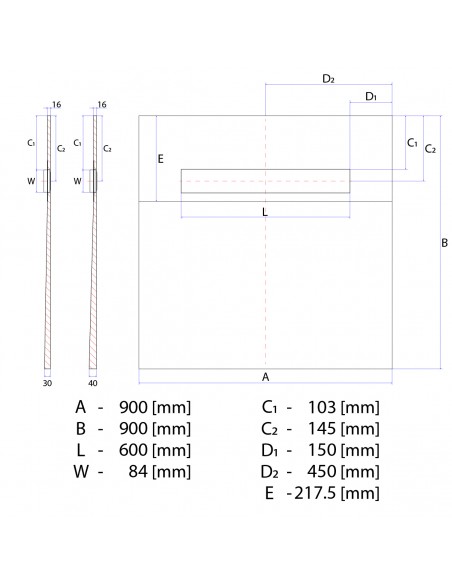 Duschelement - 90 - X - 90 - Cm - 1 - Seitiges - Gefaelle - Mit - Rinne - Wiper - Oneway - Line - Premium - Mistral - Fuer...
