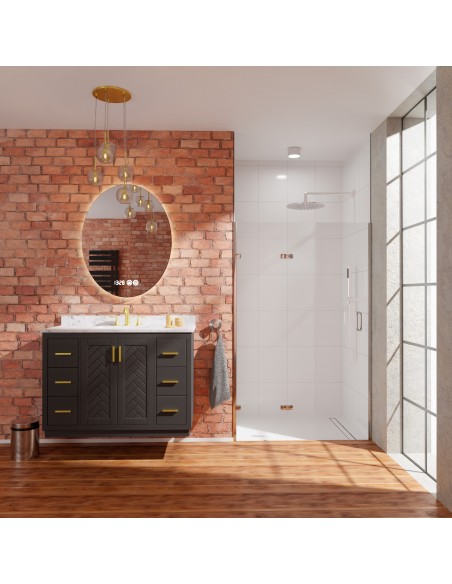 Industrial, Ziegel & Weiß, 4 - Seitiges Gefälle & Ablauf Mit Silberne Befliesbare Abdeckung