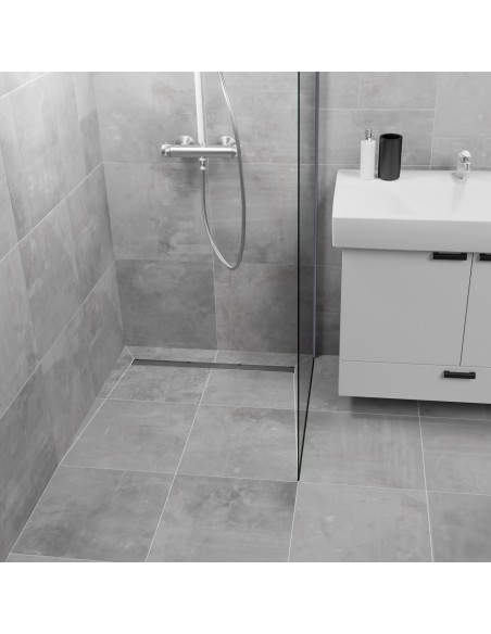 Walk - In, Helle XL - Fliesen, 4 - Seitiges Gefälle & Ablauf Mit Silberne Glatte Edelstahlabdeckung