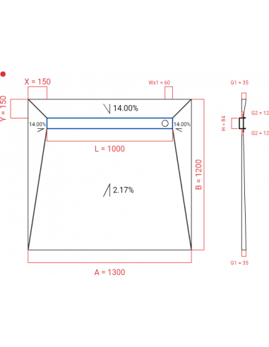 Showerbase Wiper 4 Way 1300 X 1200 Mm. . . 