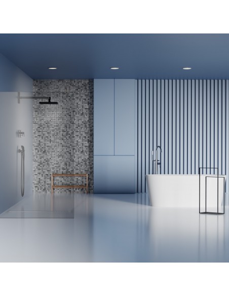 Modernes Mosaikfliesen - Bad Mit Silver Sirocco Ablauf