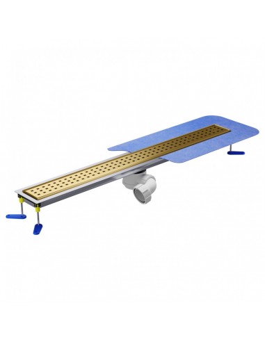Mikrozement - Duschablauf - Set: Linearablauf Mit Geruchsverschluss Und Abdeckung Sirocco Brass