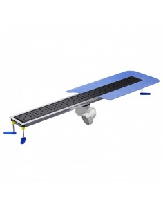 Mikrozement - Duschablauf - Set: Linearablauf Mit Geruchsverschluss Und Abdeckung Sirocco Black