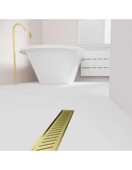 Modernes Badezimmer Mit Badewanne Und Gold Zonda Ablauf Im Weißen Boden