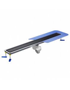 Mikrozement - Duschablauf - Set: Linearablauf Mit Geruchsverschluss Und Abdeckung Pure Black