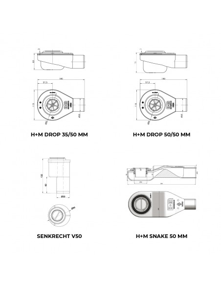 Technische Zeichnung: Verschiedene Siphons Nach Wahl