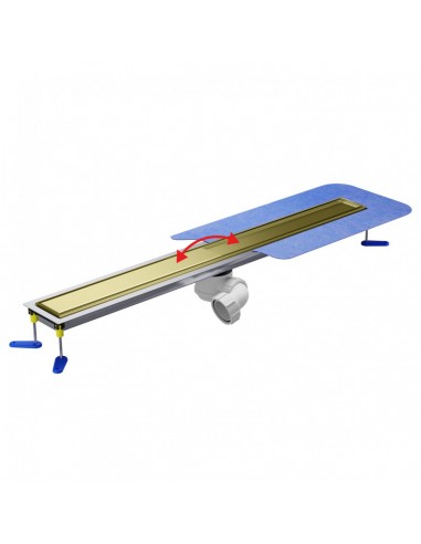 Mikrozement - Duschablauf - Set: Linearablauf Mit Geruchsverschluss Und Abdeckung Reversible Gold
