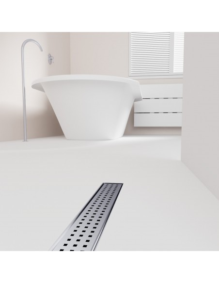 Modernes Badezimmer Mit Badewanne Und Silver Sirocco Ablauf Im Weißen Boden