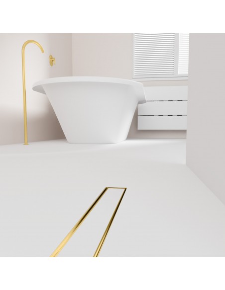 Modernes Badezimmer Mit Badewanne Und Brass Reversible Ablauf Im Weißen Boden