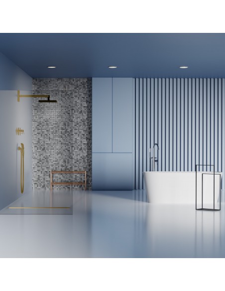 Modernes Mosaikfliesen - Bad Mit Brass Ponente Ablauf