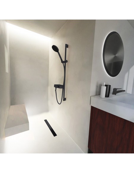 Offene Dusche Mit Black Reversible Ablauf, Handbrause Und Waschtisch