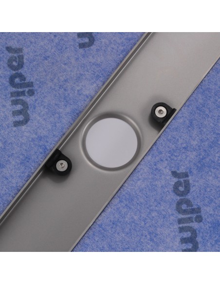 Nahaufnahme Des Ablaufkanals Mit Sekundärentwässerung Und Verstellbarem Rahmen Für Verschiedene Fliesenstärken