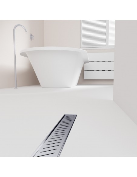 Modernes Badezimmer Mit Badewanne Und Silver Zonda Ablauf Im Weißen Boden