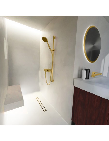Offene Dusche Mit Brass Pure Ablauf, Handbrause Und Waschtisch