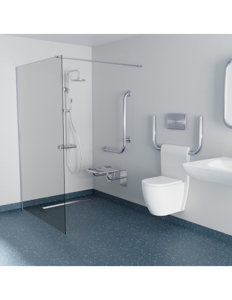 Showerlay Mistral In Einem Barrierefreien Bad Mit Haltegriffen, Duschsitz Und Toilette
