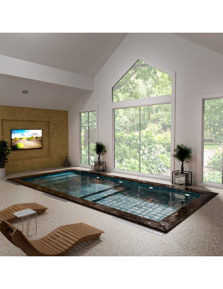 Showerlay Mistral An Einem Hallenbad Mit Terrazoboden Und Panorama - Gartenfenstern