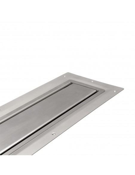 Wiper Drain VF Ponente Ablaufabdeckung – Nahaufnahme Auf Edelstahl - Wannenkörper, Schräge Ansicht Auf Weißem Hinterg...