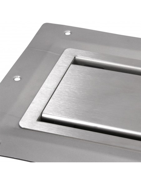 Wiper Drain VF Ponente Ablaufabdeckung – Eckdetail Mit Edelstahlrahmen Und Versenkter Rostkante