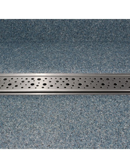 Wiper Drain VF Mistral Eingebaut In Grauem Vinylboden, Draufsicht Auf Die Ablaufabdeckung